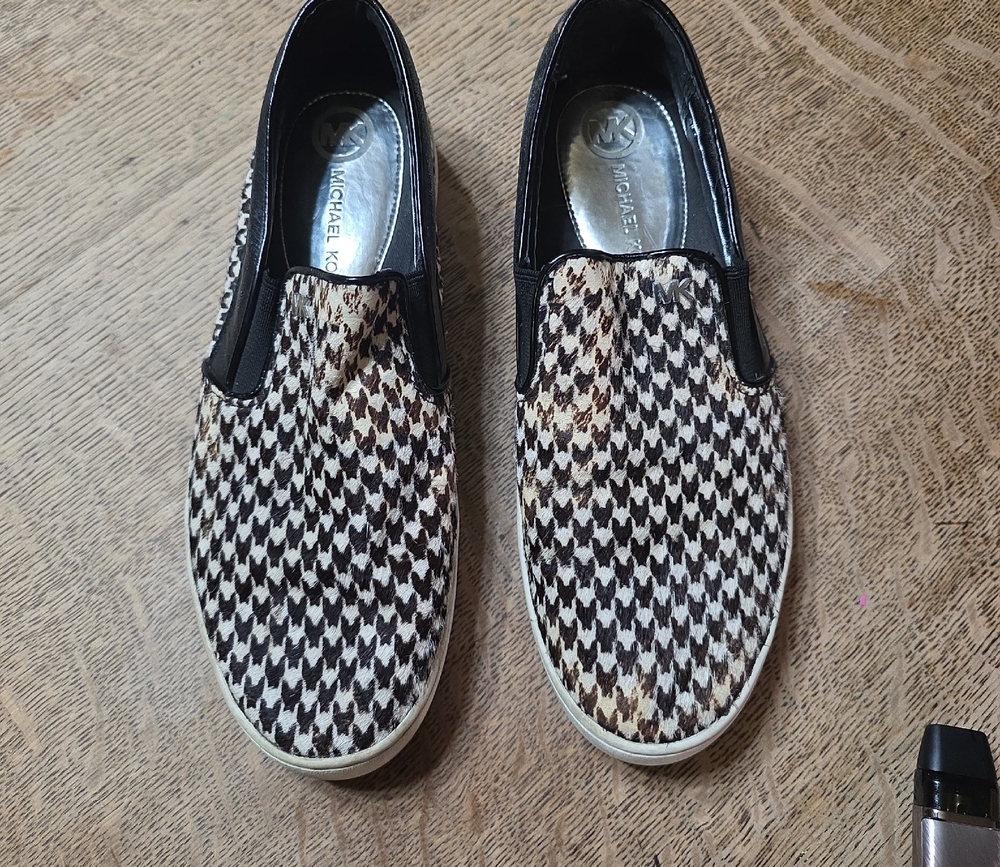 Michael Kors Black and Brown Houndstooth Men's Loafers